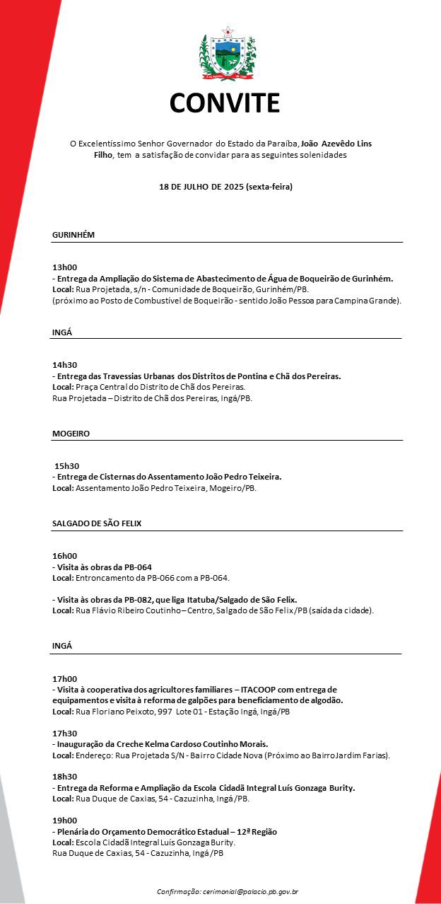 GOVERNO DO ESTADO DA PARAIBA – CONVITE