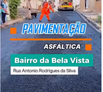 Nesta terça-feira na Rua Antônio Rodrigues da Silva, no Bairro Bela Vista, acompanhando o avanço da pavimentação asfáltica.