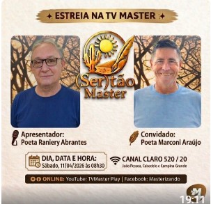Poeta Marconi Araújo é convidado para programa cultural que estréia na TV Master