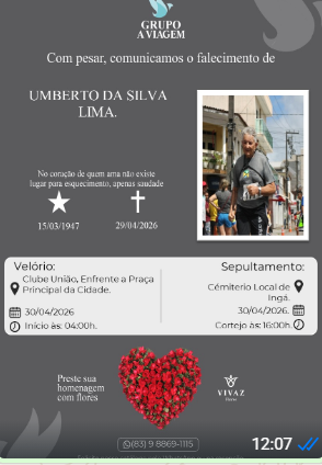 NOTA DE FALECIMENTO – HUMBERTO DA SILVA LIMA
