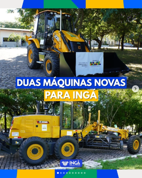 Município de Ingá-PB recebe retroescavadeira e motoniveladora para fortalecer infraestrutura e apoio ao homem do campo
