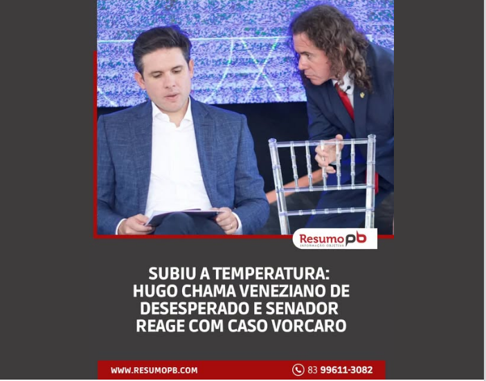 Subiu a temperatura entre o presidente da Câmara dos Deputados, Hugo Motta (Republicanos), e o senador Veneziano Vital do Rêgo (MDB).